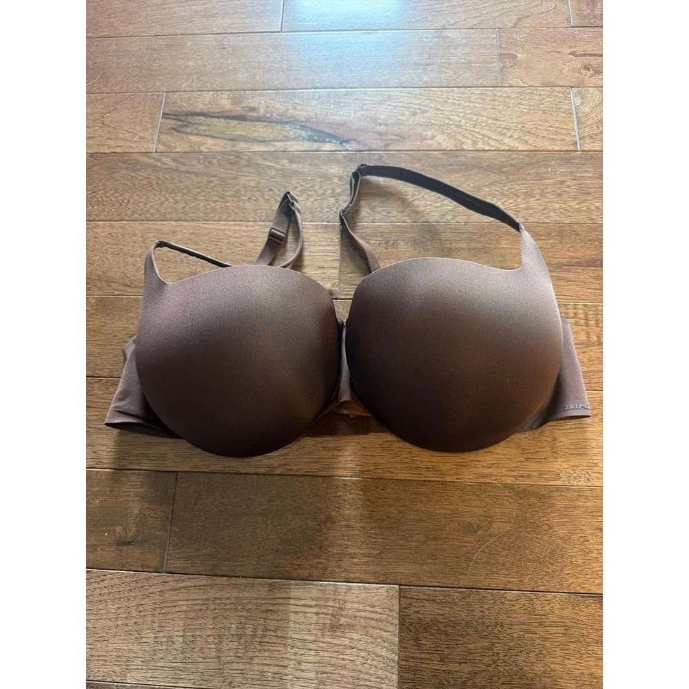Authenic Skims 42D Underwire Padded Women's Brown Seamless Push-Up Bra
